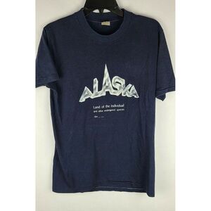 Vintage Single Stitched Blue State Of Alaska Short Sleeve T-Shirt Thin Womens M